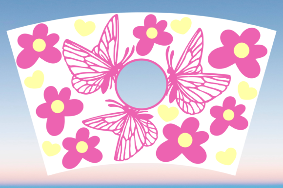Butterfly Flower Starbucks Cup Wrap SVG: Graphics & Print Templates
