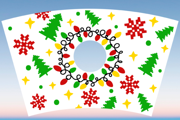 Christmas Lights Starbucks Cup Wrap SVG: Graphics & Print Templates