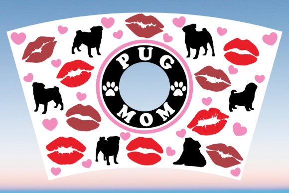 Dog Pug Mom Love Starbucks Cup Wrap SVG: Graphics & Print Templates