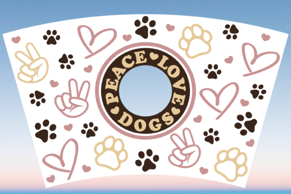 Peace Love Dogs Starbucks Cup Wrap Graphics Print Template
