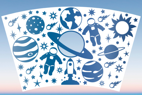 Space Galaxy Starbucks 24oz Cup Wrap SVG: Graphics & Print Templates